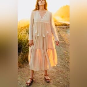 Christy Dawn The Paloma Light Yellow Maxi Dress XSmall Boho Long Tassels
